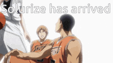 a group of basketball players with the words solurize has arrived written on the bottom