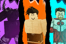 three roblox characters are standing next to each other with one wearing shorts that say adidas