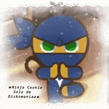 a picture of a ninja cookie with the words ninja cookie solo de diskomaniaa on it