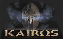 a picture of a spartan helmet with the word kairos underneath it