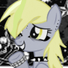 a pixel art of a pony with yellow hair