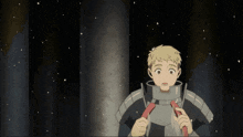 a cartoon of a man in armor and a girl with a surprised look on their face