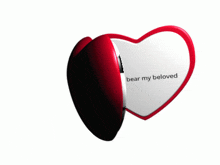 a heart shaped mirror with a drawing of a bear and the words bipolar bear my beloved