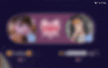 a purple background with a vita logo on it