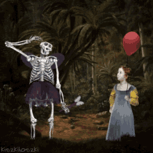 Skeleton Balloon GIF - Skeleton Balloon Girl GIFs
