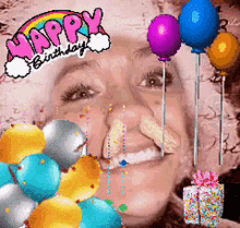Happy Birthday Funny Face GIF - Happy Birthday Funny Face Balloons GIFs