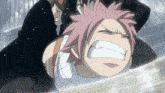 a cartoon character with pink hair is tied up