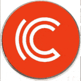 a red circle with a white letter c inside