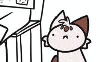 a cartoon of a cat reading a newspaper next to a cat .