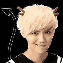 a young man with blonde hair and horns on his head
