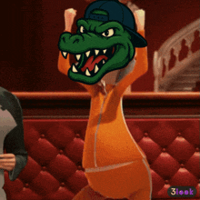 a cartoon of a crocodile wearing a blue hat with the words 3look below it