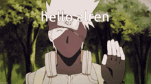 a cartoon character with a mask on his face and the words hello alten above him