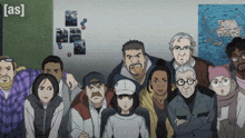 a group of people are standing in front of a map that says [ as ] on the bottom