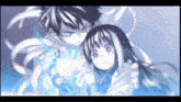 a boy and a girl are standing next to each other in a cartoon