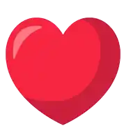 a red heart on a white background with a shadow on it