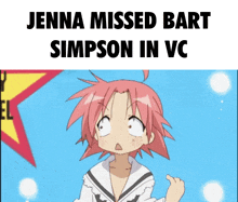 jenna missed bart simpson in vc is written above a picture of a girl