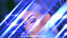 a close up of a woman 's face with the words clawdeena90official written below her