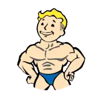 a cartoon of a shirtless man in blue underwear