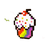 cupcake rainbow cupcake yum dessert pixel cupcake