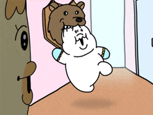 a cartoon drawing of a bear carrying a bear on its back