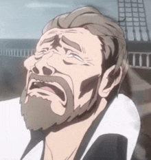 a cartoon drawing of a man with a beard