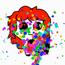 a colorful drawing of a person with a red hair