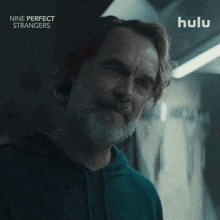 an advertisement for nine perfect strangers shows a man with a beard and says i failed
