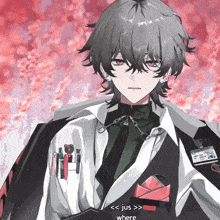 a drawing of a boy with a name tag that says jus > where