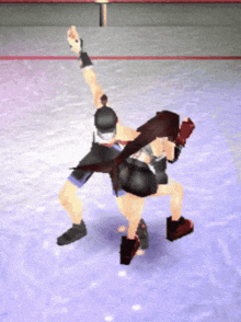 a video game shows a man and a woman fighting each other