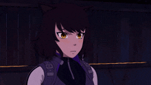 a girl with a cat ear and yellow eyes