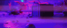 a purple , blue , and green background with a few lines
