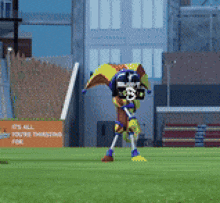 a pixel art of a jester on a field with a sign that says it 's all yours