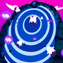 a cartoon illustration of a ghost flying through a blue spiral
