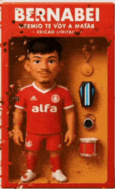 a cartoon of a soccer player wearing a red alfa jersey