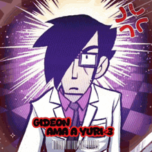 a cartoon drawing of a man with the name gideon ama a yuri 3