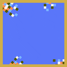 a blue background with arabic writing and a yellow frame