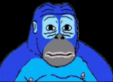 a cartoon of a blue gorilla without a shirt