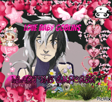 a picture of a girl with the words love baby goblins heart the emperor on it