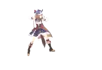 a pixel art drawing of a girl in a blue dress