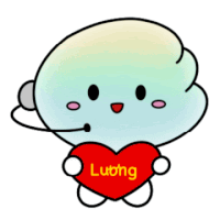 a cartoon character is holding a red heart with the word uong on it