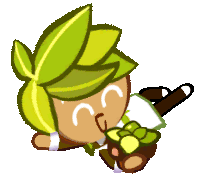 a cartoon character with green leaves on his head is laying down on the floor .