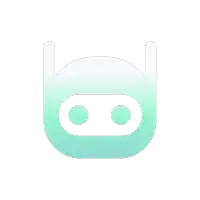 a green icon of a robot with two holes in its eyes