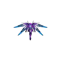 a pixel art of a dragon with purple and blue wings