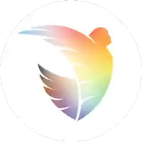 a silhouette of a bird with wings in the shape of a heart .
