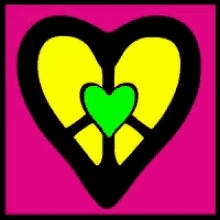 a peace sign in the shape of a heart with a pink heart inside