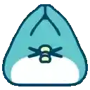 a pixel art drawing of a blue penguin with a bird on its head and mouth .