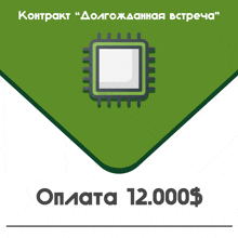 a green envelope with an icon of a cpu and the words оплата 12.000 $