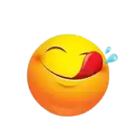 a yellow smiley face with its tongue sticking out and tears coming out of its eyes .