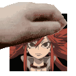 a person is holding a picture of a girl with long red hair .