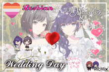 a poster for lesbian wedding day with two girls
